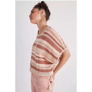 Striped Knit Sweater in Cream and Tan